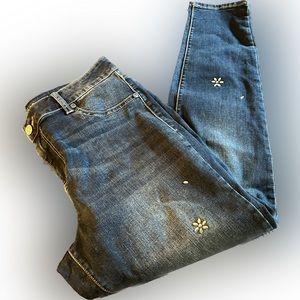 Embellished! Sparkly! Maurice's rhinestone front high rise jeans